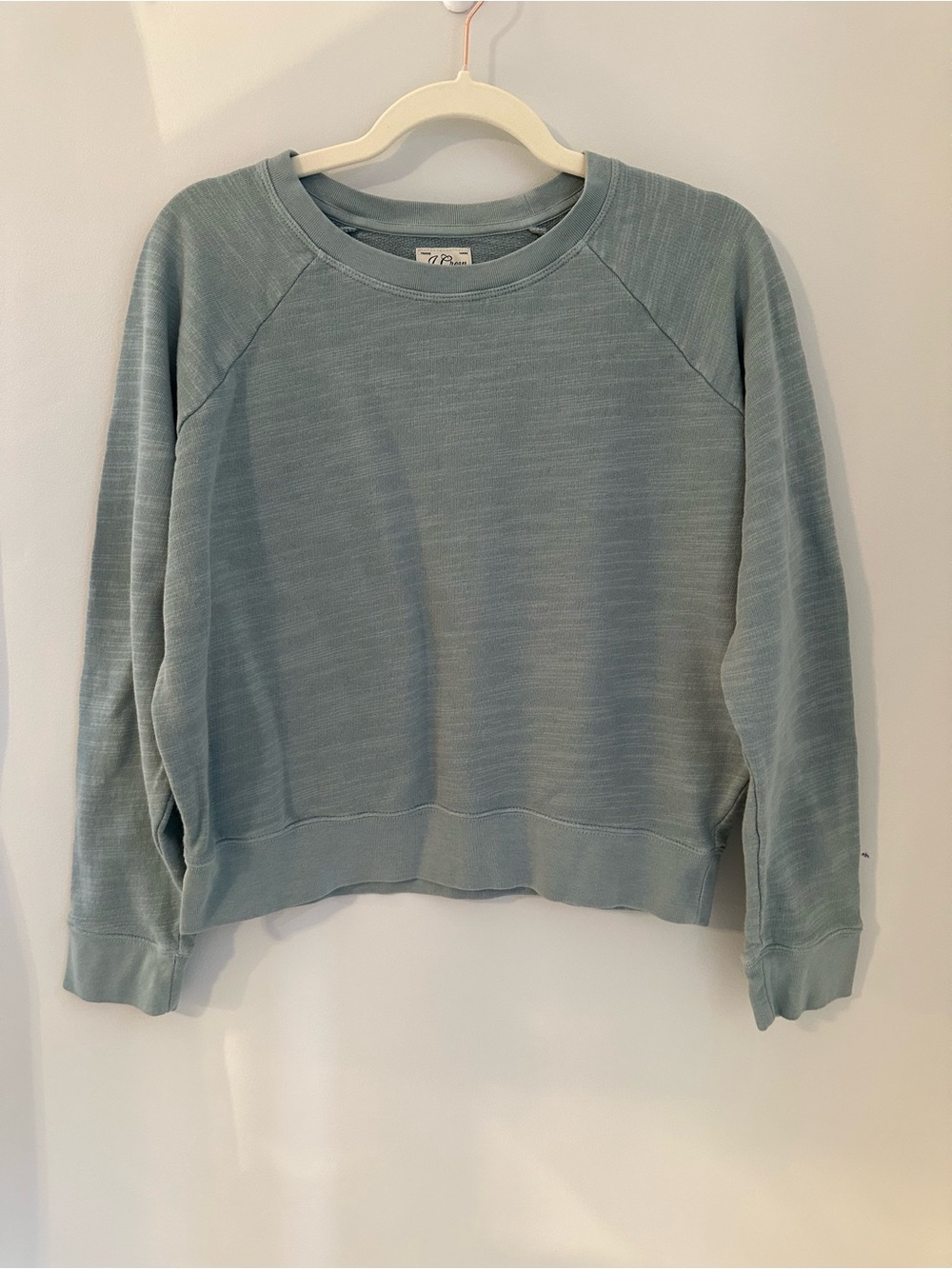 J.Crew Vintage Fleece Sweatshirt Blue Gray Crewneck Raglan Long Sleeve Size S